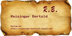 Reisinger Bertold névjegykártya